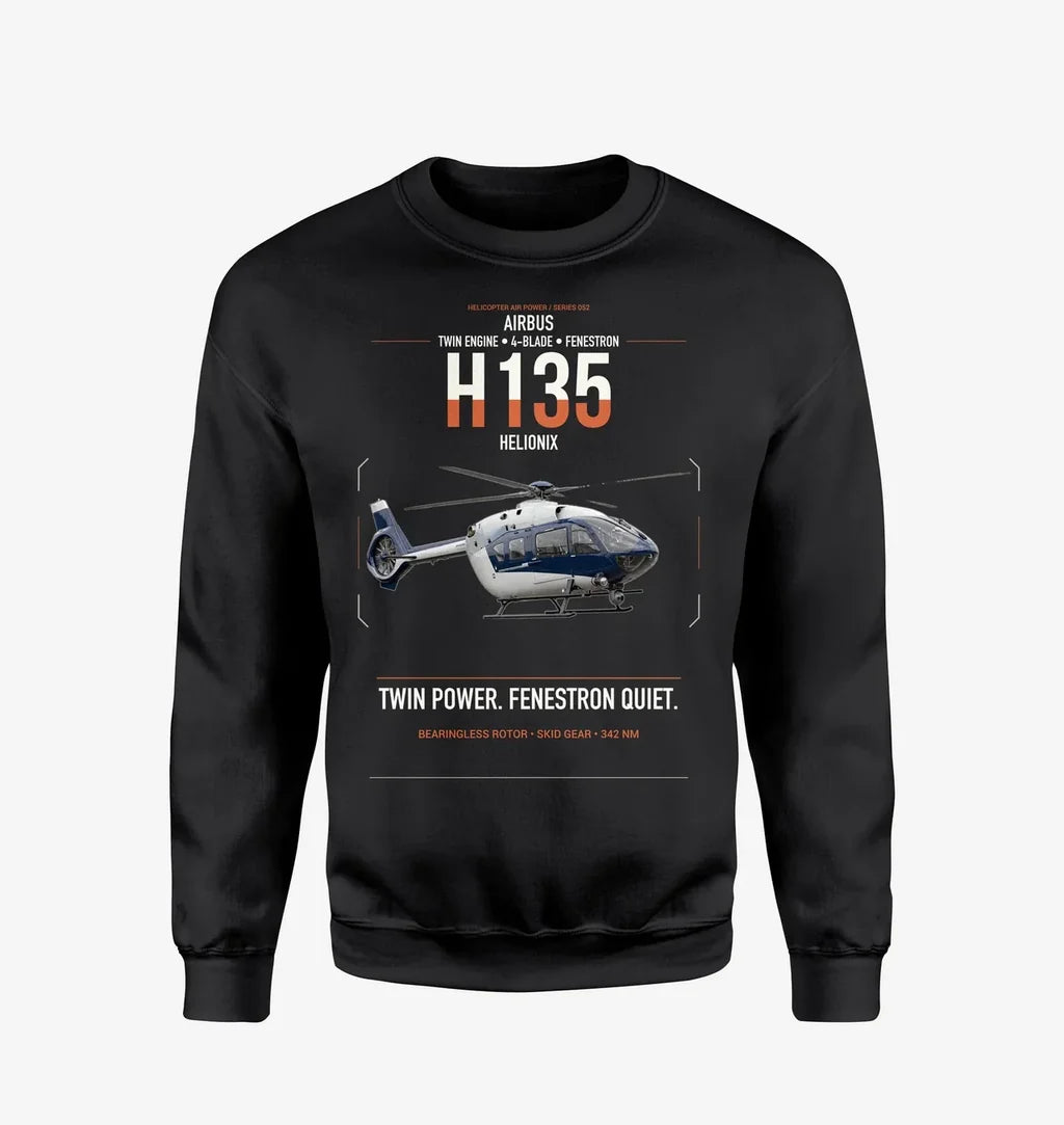 Airbus H135 design on black sweatshirt