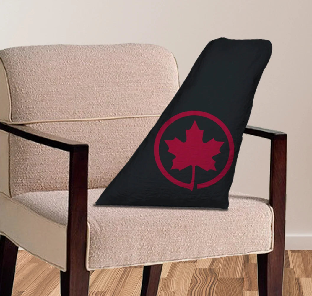 Air Canada Airlines aviation design on soft polyester filling aircraft tail pillow.