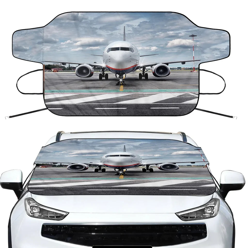 Amazing Clouds and Boeing 737 NG Car aviation design on car windshield cover.