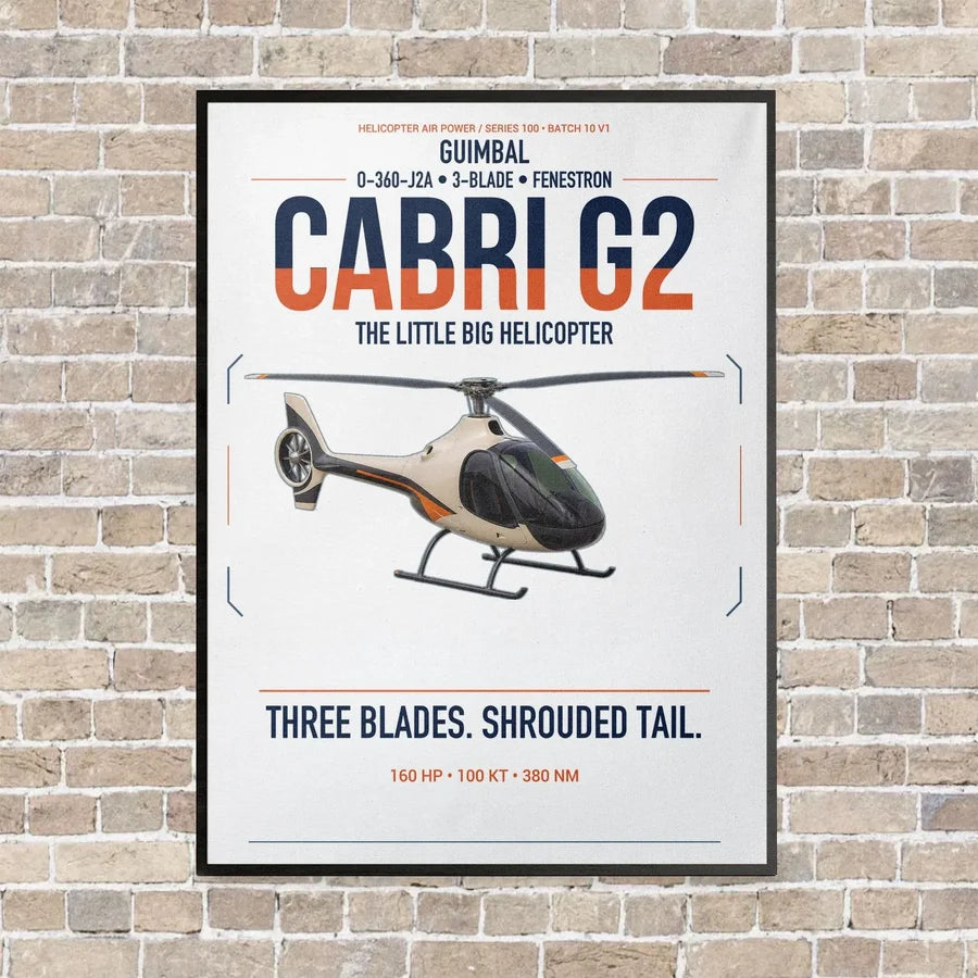 Guimbal Cabri G2 vertical canvas print - framed - white background