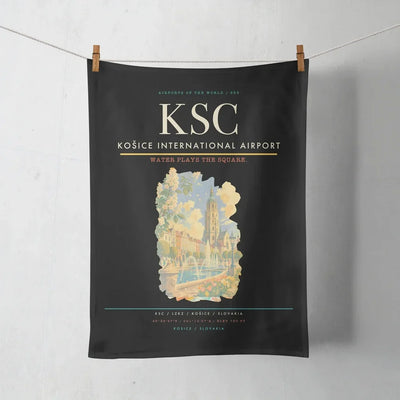 Košice International Airport (KSC) design on black towel