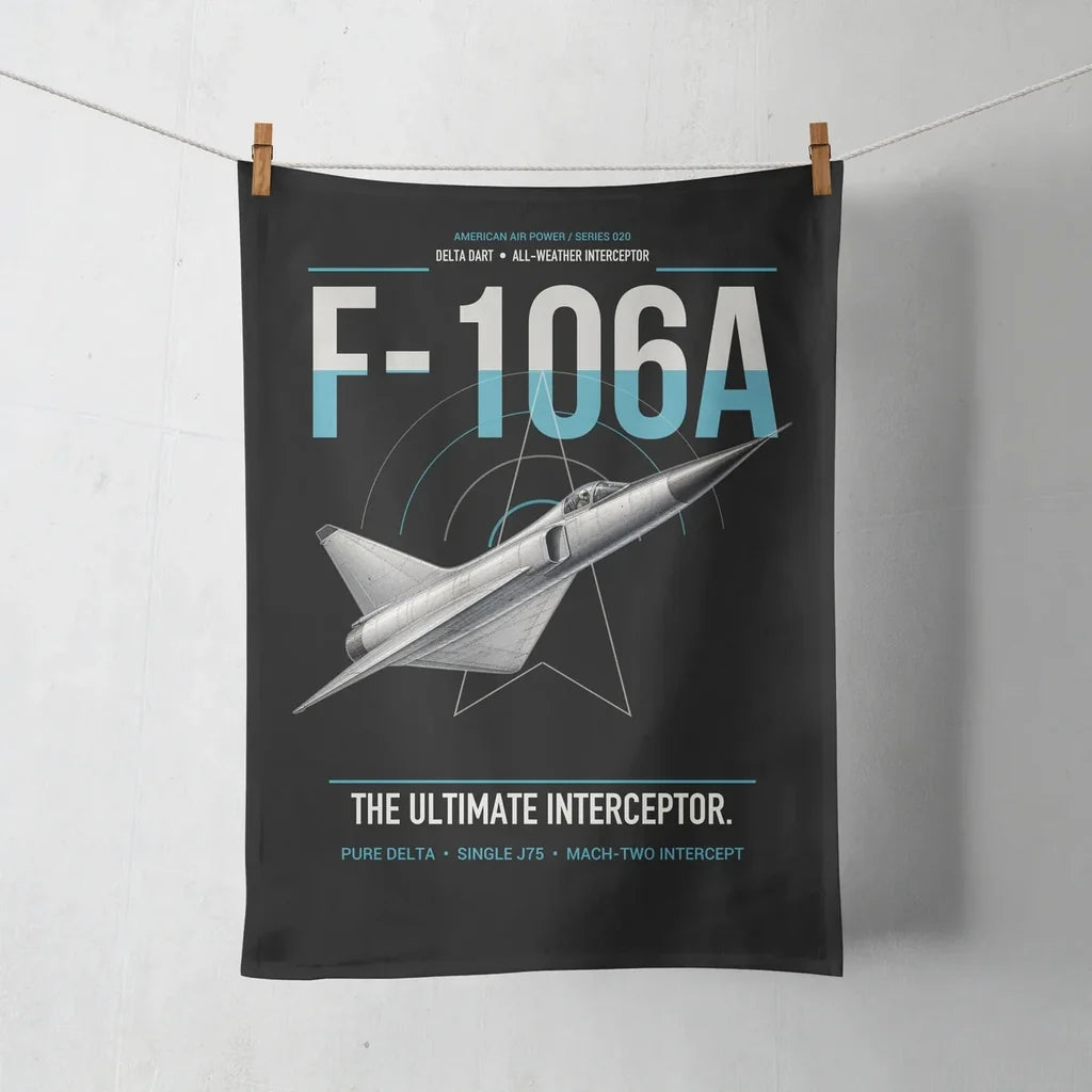 F-106A Delta Dart design on black towel