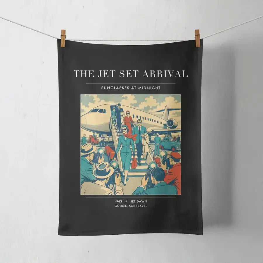 VINTAGE G4121 - The Jet Set Arrival - Designed Towels design on black