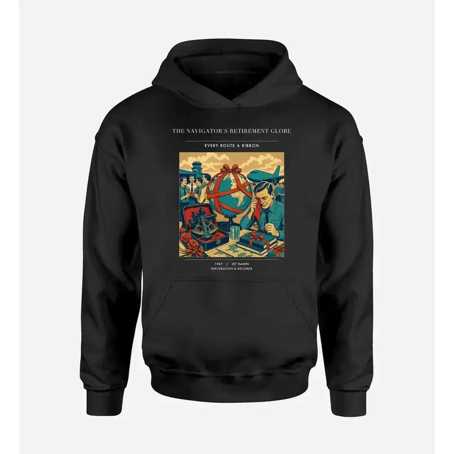 VINTAGE G4435 - The Navigator's Retirement Globe - Premium Hoodie design on black premium