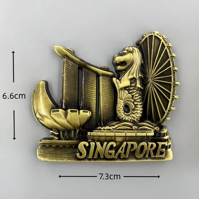 Marina Bay Sands Singapore 3D Metal Fridge aviation design 3D metal magnet sticker in 3D metal with magnetic back.