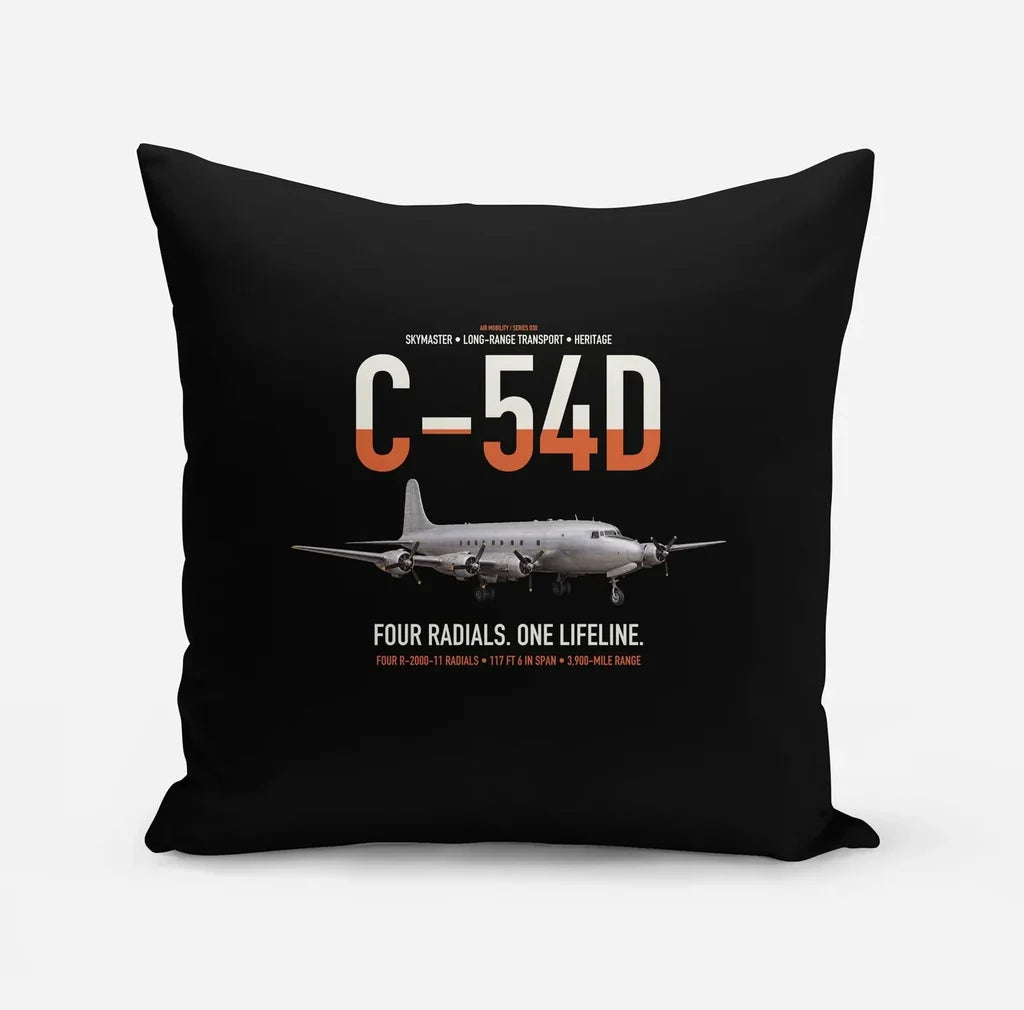 C-54D Skymaster design on black pillow