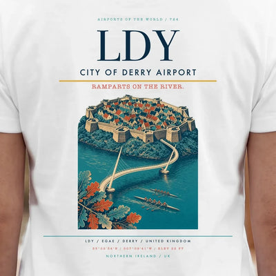City of Derry Airport (LDY) double-side t-shirt design close-up cover
