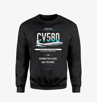 Convair 580 design on black sweatshirt