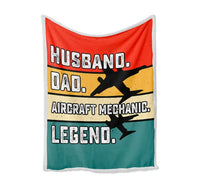 Thumbnail for Husband & Dad & Aircraft Mechanic & Legend Bed Blankets & aviation print on soft fleece blanket.