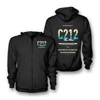 Thumbnail for CASA C-212-200 Aviocar design on black zipped hoodie