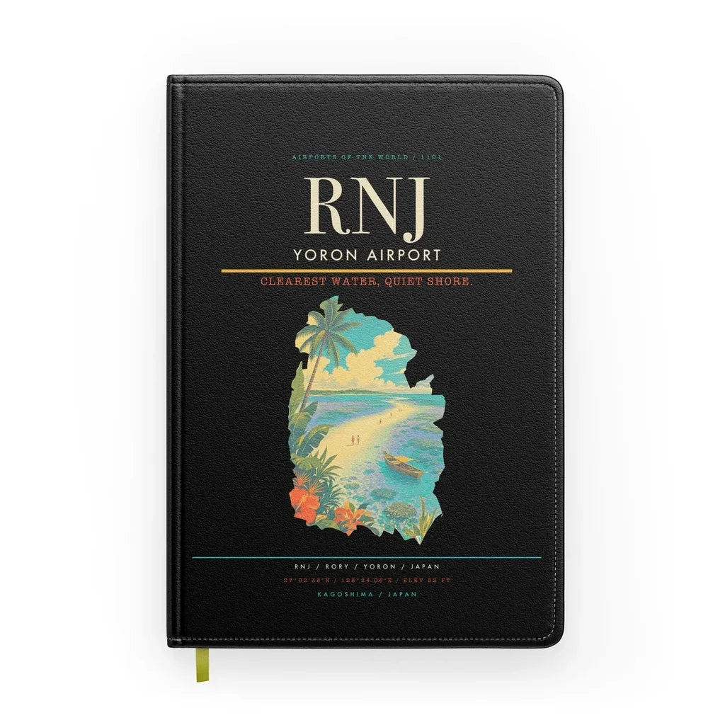Yoron Airport (RNJ) design on black notebook