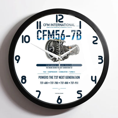 CFM56-7B design on white framed wall clock