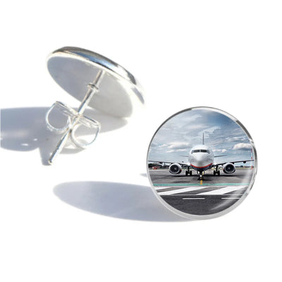 Amazing Clouds and Boeing 737 NG aviation stud earrings, stainless steel body with engraved detail.