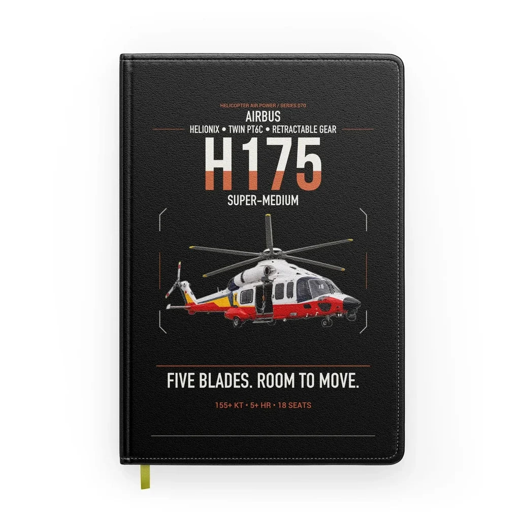 Airbus H175 design on black notebook