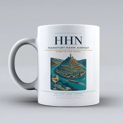 Frankfurt-Hahn Airport (HHN) airport code design on white ceramic mug