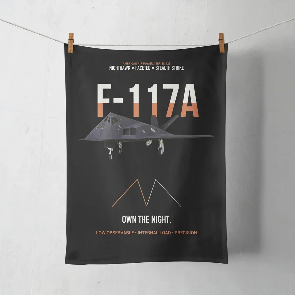 F-117A Nighthawk Own The Night design on black towel