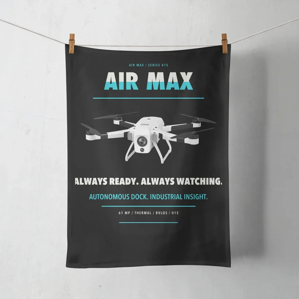 Percepto Air Max design on black towel