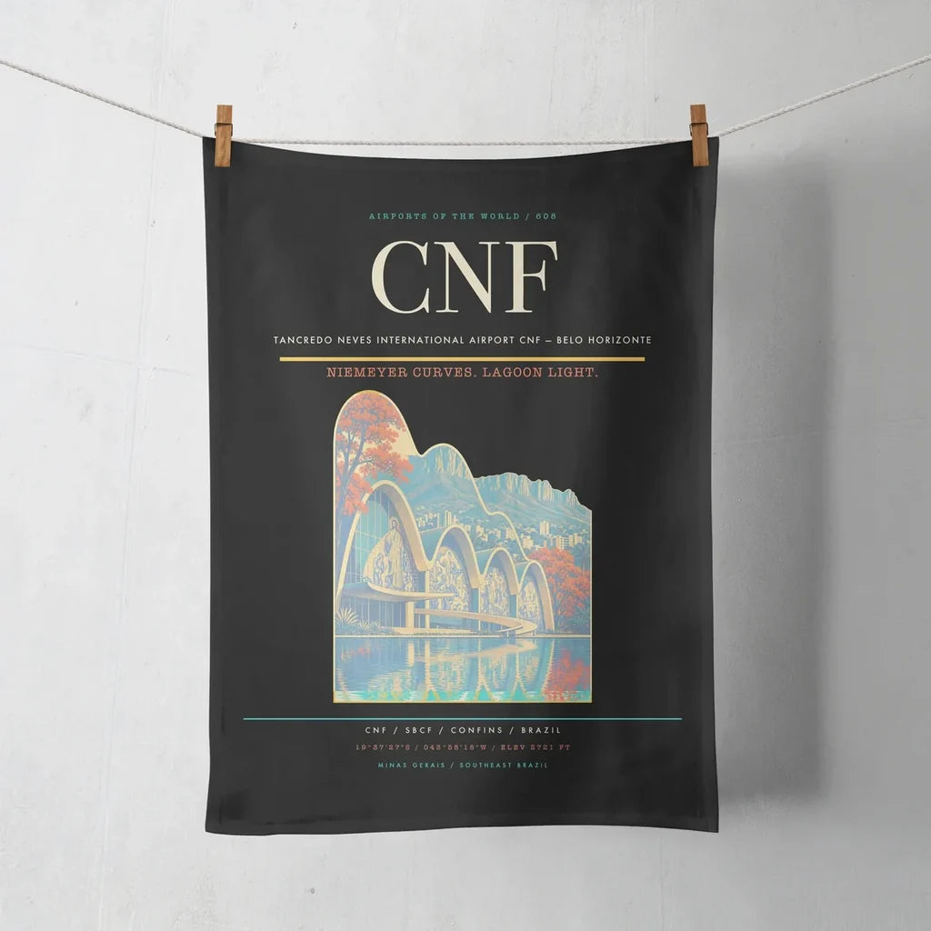 Tancredo Neves International Airport (CNF) design on black towel
