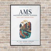 Thumbnail for Amsterdam Airport Schiphol AMS vertical canvas print - framed - white background