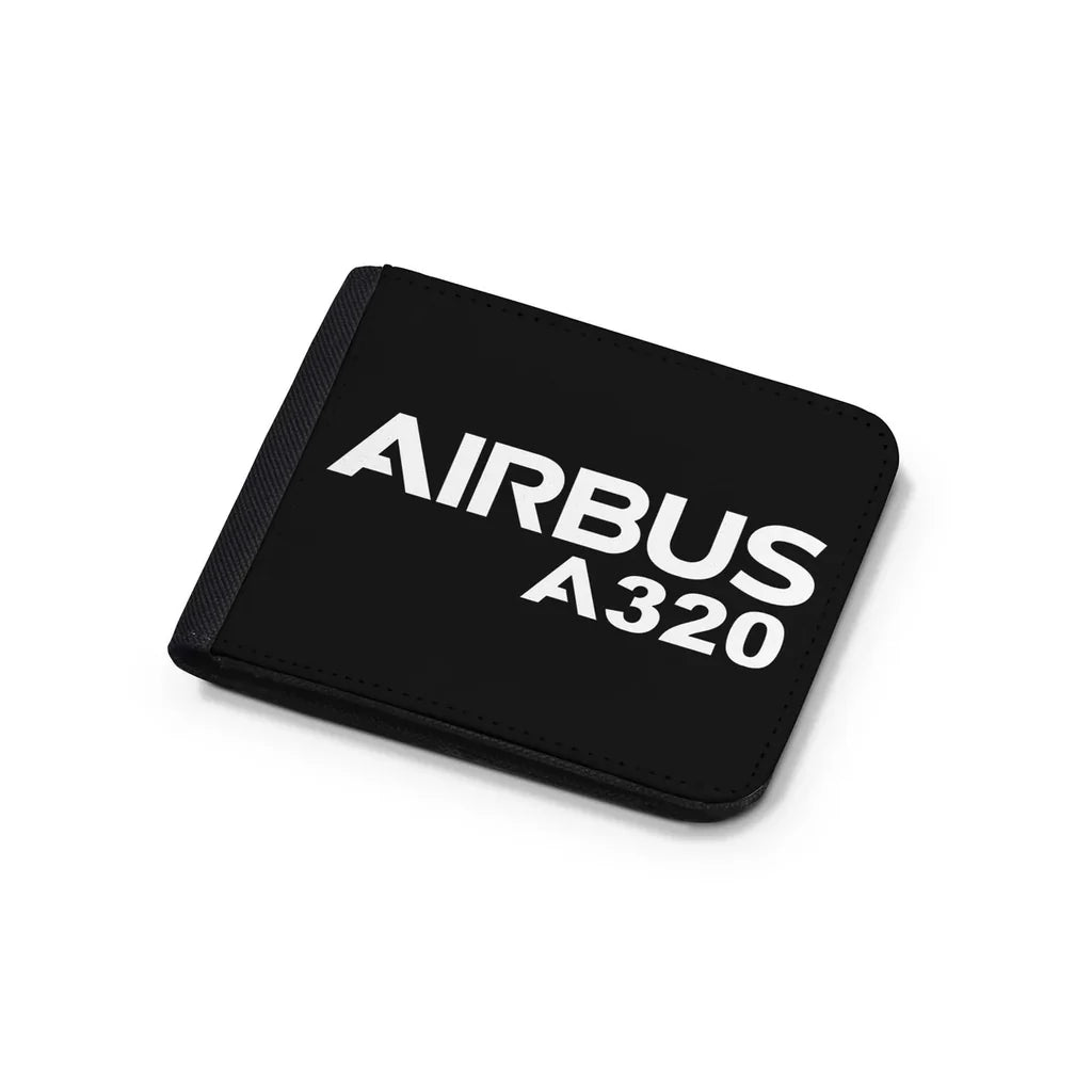 Airbus A320 & Text aviation design wallet, leather construction.