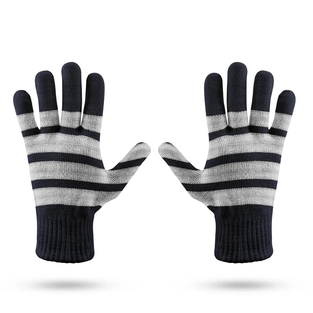 Silver Pilot Epaulettes 4 Lines aviation design on soft knit fabric gloves.