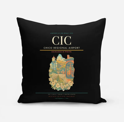Chico Regional Airport (CIC) design on black pillow