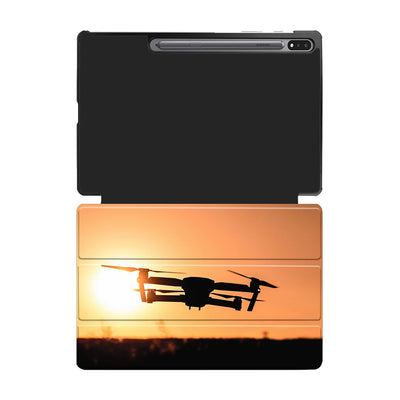 Amazing Drone in Sunset aviation design on tablet case for Samsung tablet.
