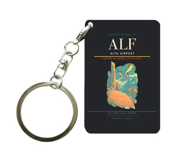 Alta Airport (ALF) design on black key chain