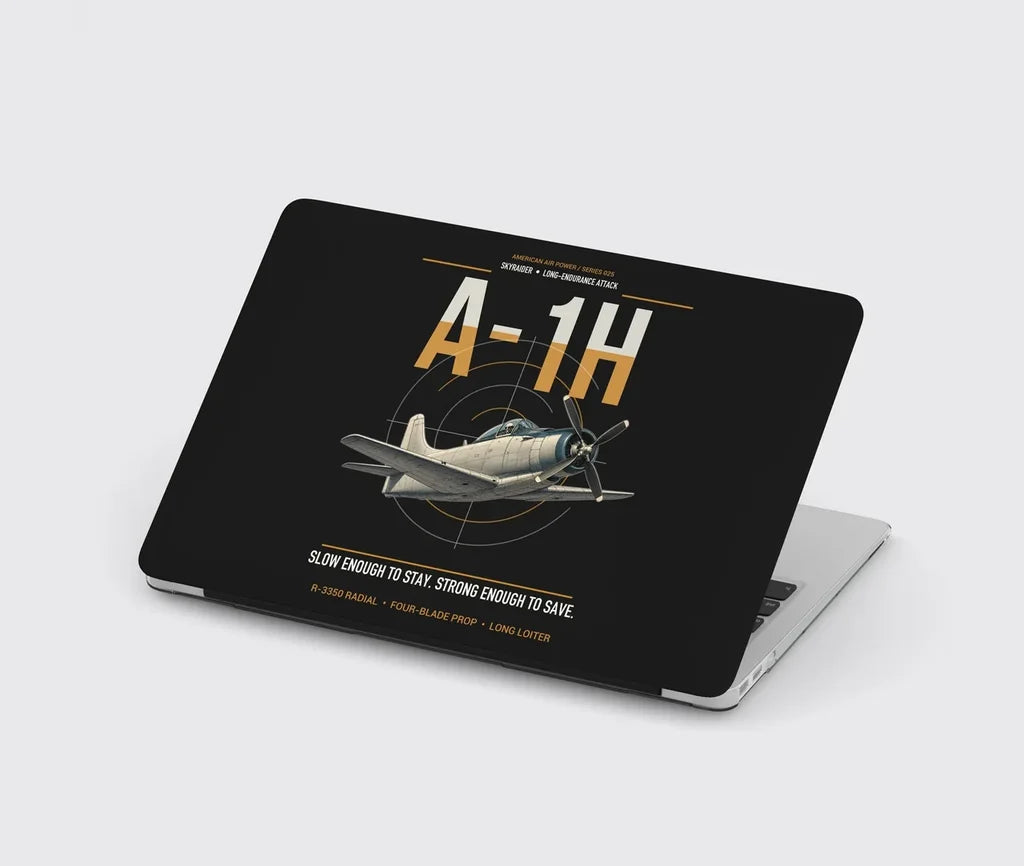 A-1H Skyraider design on black MacBook case