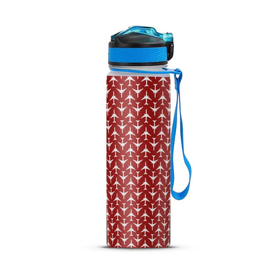 Perfectly Sized Seamless Airplanes Red Sports aviation design on sport kettle, insulated bottle with sport spout.