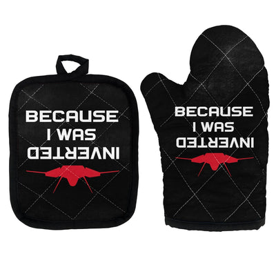 Because I was Inverted Kitchen Glove & Holder aviation design on durable fabric with insulated lining kitchen glove holder.