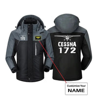 Thumbnail for Cessna 172 & Plane aviation design printed on heavyweight insulated shell thick winter jacket.