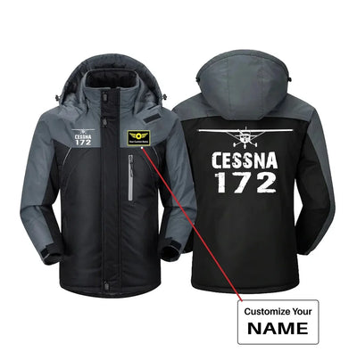 Cessna 172 & Plane aviation design printed on heavyweight insulated shell thick winter jacket.