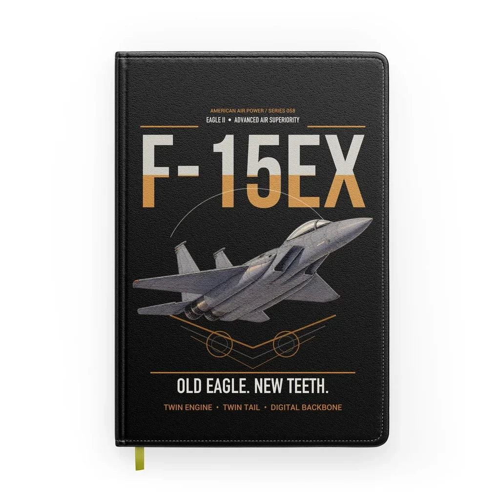 F-15EX Eagle II design on black notebook