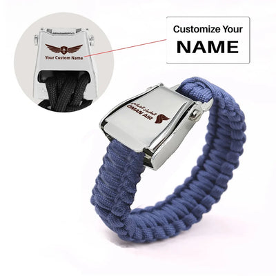 Oman Airlines aviation seat-belt buckle bracelet, real seat-belt webbing.