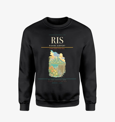 Rishiri Airport (RIS) design on black sweatshirt