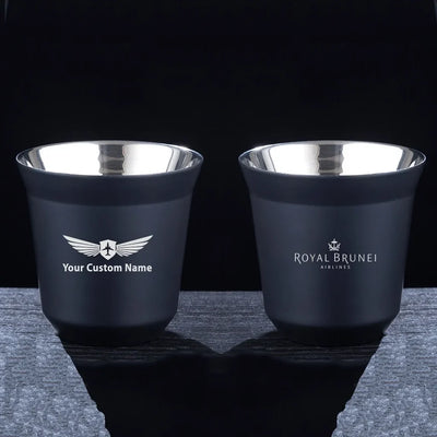Royal Brunei Airlines aviation design on double-wall coffee mug, vacuum-insulated double-wall.