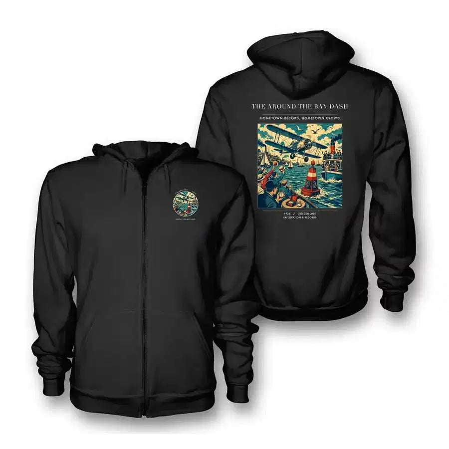 VINTAGE G4299 - The Around The Bay Dash - Premium Zipped Hoodie design on black