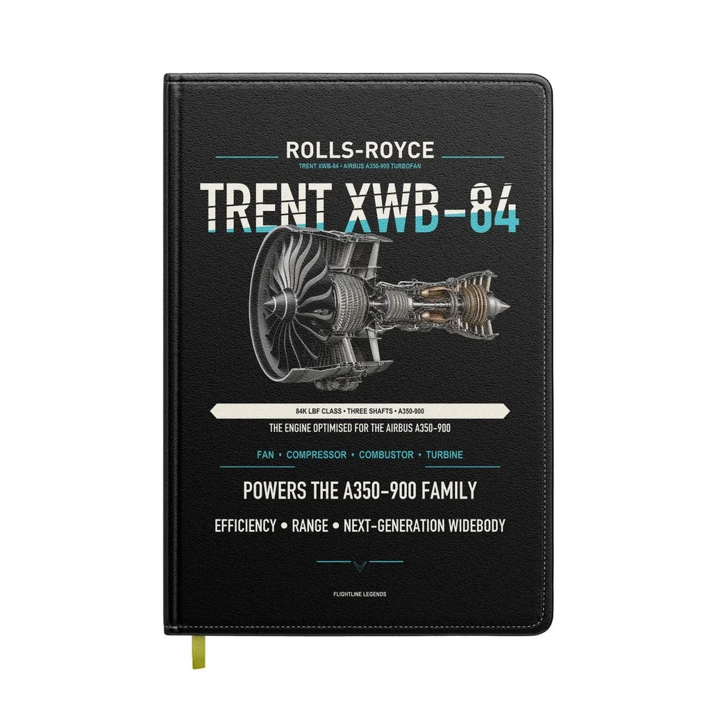 TRENT XWB-84 design on black notebook