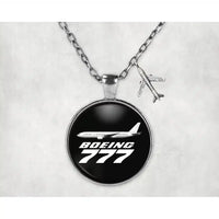 Thumbnail for The Boeing 777 aviation-themed necklace, polished stainless steel.