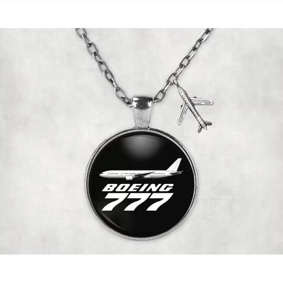 The Boeing 777 aviation-themed necklace, polished stainless steel.