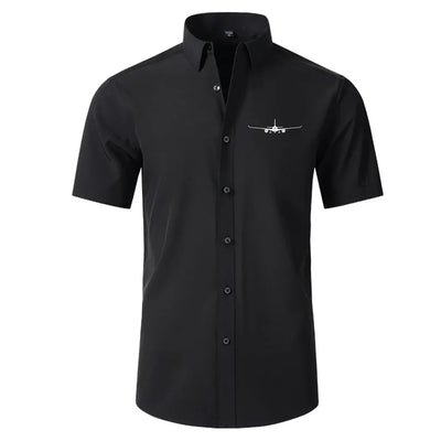 Airbus A350 Silhouette Short Sleeve aviation design printed on soft cotton 2D-printed shirt.