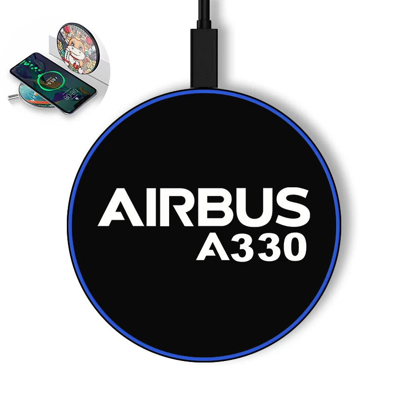 Airbus A330 & Text aviation design on durable build wireless charger.