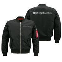Thumbnail for Sun Country Airlines logo on black bomber jacket