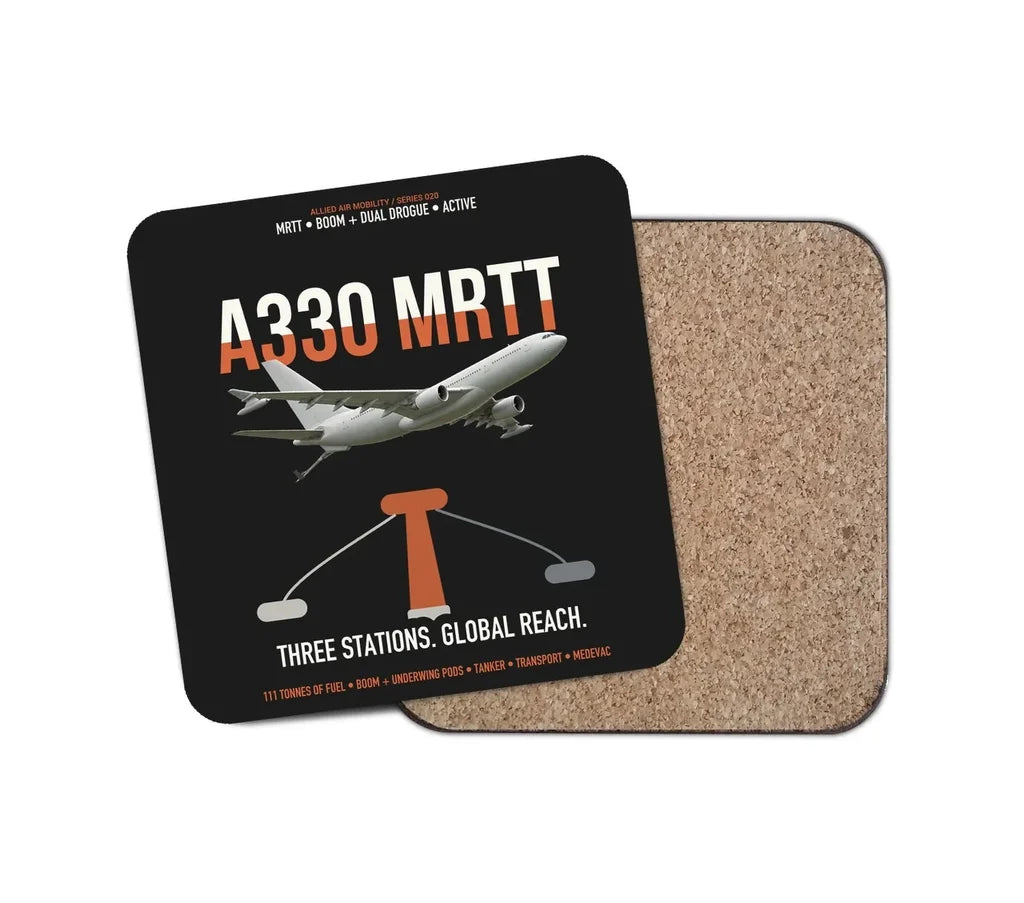 Airbus A330 MRTT design on black 1 piece coaster