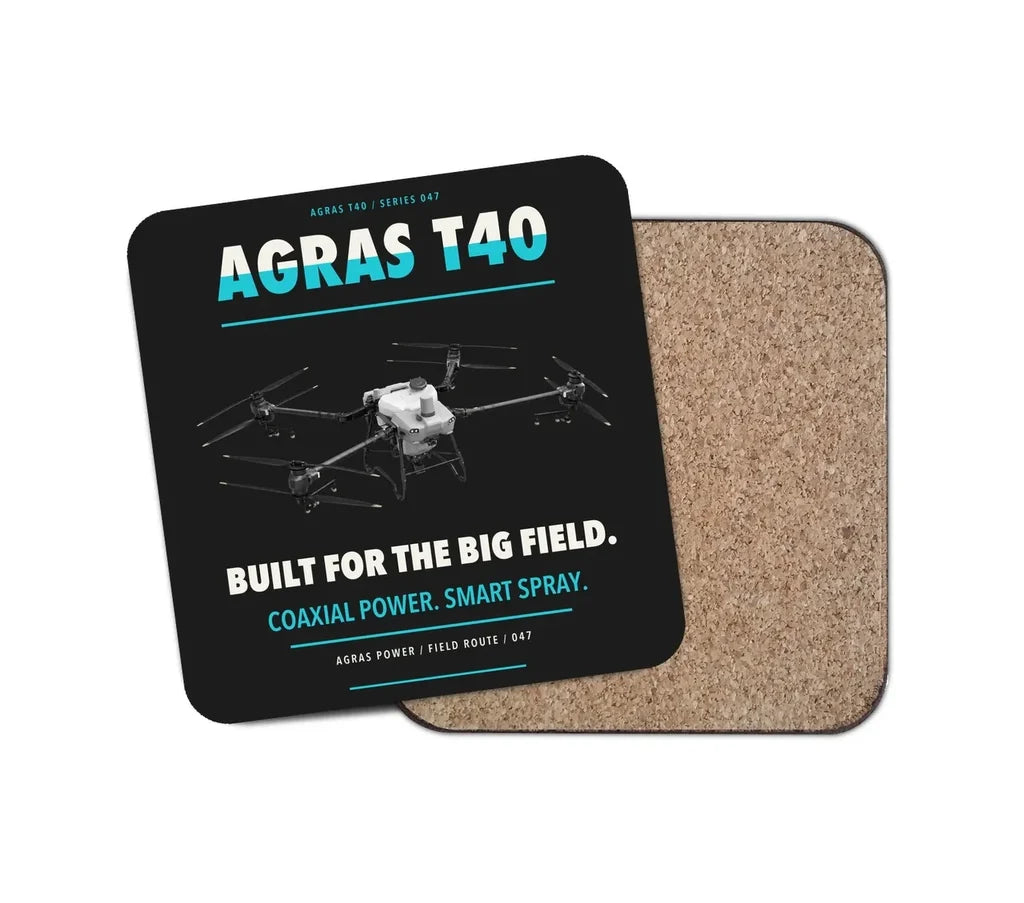 DJI Agras T40 design on black 1 piece coaster