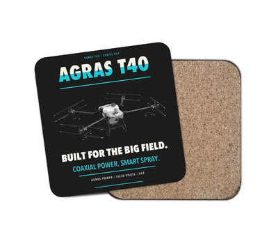 DJI Agras T40 design on black 1 piece coaster
