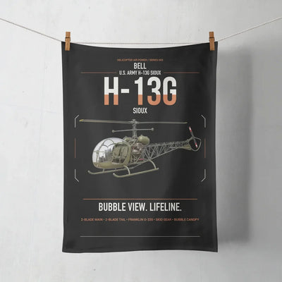 Bell H-13G Sioux design on black towel