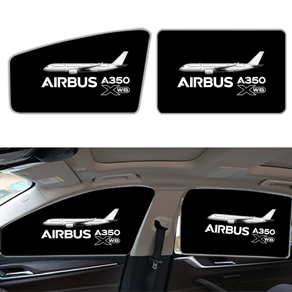 The Airbus A350 WXB Car Sun Shade (Side window) aviation design on reflective polyester car side window sun shade.