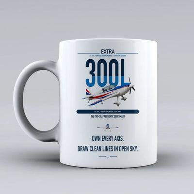 Extra 300L design on white ceramic mug, double-side print